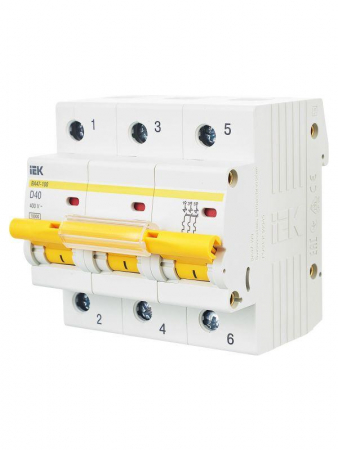 Выключатель автоматический модульный 3п D 40А 10кА ВА47-100 KARAT IEK MVA40-3-040-D Выключатель автоматический модульный 3п D 40А 10кА ВА47-100 KARAT IEK MVA40-3-040-D