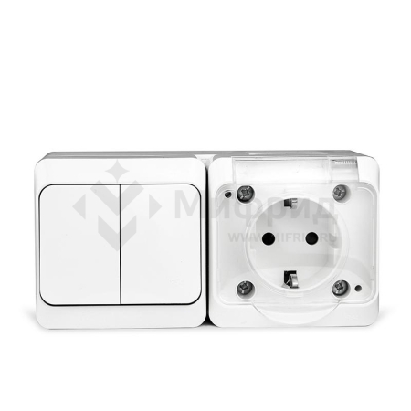 Блок ОП Nix (розетка 16А 250В с заземл. 2-кл. выкл. 10А) IP54 бел. TOKOV ELECTRIC TKE-NX-V2RZ-C01T-IP54