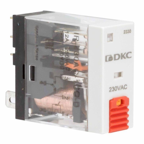 Реле одиночное 230В AC 1 перекидн. контакт тестовая кнопка DKC IR-230AC-1CO-D