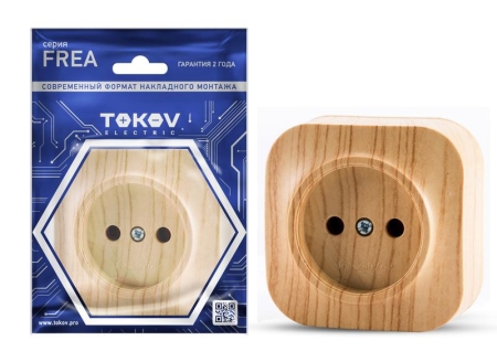 Розетка 1-м ОП Frea 16А IP20 250В без заземл. АБС-пластик сосна TOKOV ELECTRIC TKE-FR-R1-C25 Розетка 1-м ОП Frea 16А IP20 250В без заземл. АБС-пластик сосна TOKOV ELECTRIC TKE-FR-R1-C25