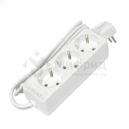 Удлинитель 3х1.5м с заземл. 16А IP20 3.5кВт ПВС 3х1 бел. DOMTOK 2389
