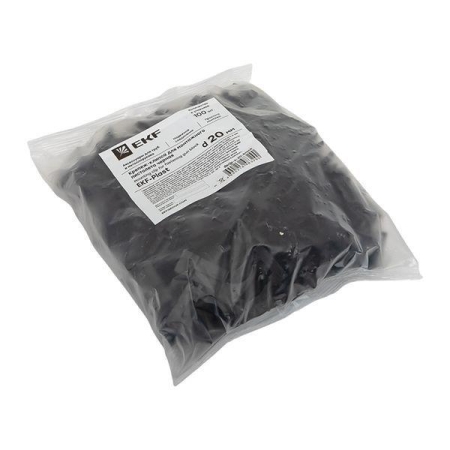 Держатель для труб (клипса) d20мм для монтажного пистолета черн. (уп.100шт) Plast EKF derjp-z-20-black