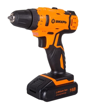 Дрель-шуруповерт аккумуляторная ДА-16Л-2КА с набором оснастки 65 предметов Вихрь 72/14/49