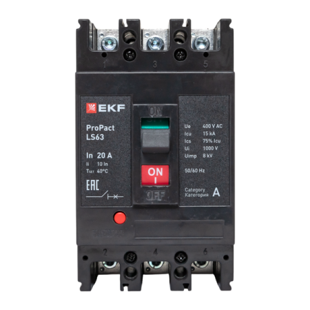 Выключатель автоматический 3п 20А 15кА LS63 ProPact EKF mccb-63-15-3-20-ls Выключатель автоматический 3п 20А 15кА LS63 ProPact EKF mccb-63-15-3-20-ls