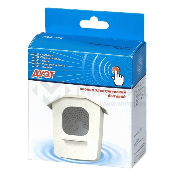 Звонок проводной Дуэт соловей 220В 80-90дБА бел. МОНОМАХ ДТ-05