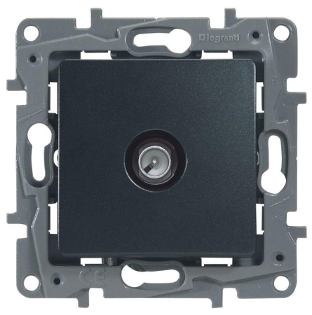 Розетка телевизионная TV СП Etika 2дБ 0-2400МГц с топологией "звезда" механизм антрацит IEK 672651