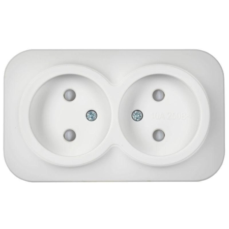 Розетка 2-м ОП GLORY РСш22-2-ХБм 10А без заземл. защ. шторки бел. матов. IEK ERH23-K01M-10 Розетка 2-м ОП GLORY РСш22-2-ХБм 10А без заземл. защ. шторки бел. матов. IEK ERH23-K01M-10