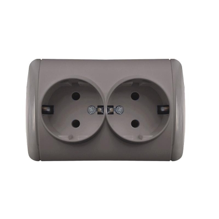 Розетка 2-м ОП Клио 16А IP44 с заземл. сер. UNIVersal К2231-Gr Розетка 2-м ОП Клио 16А IP44 с заземл. сер. UNIVersal К2231-Gr