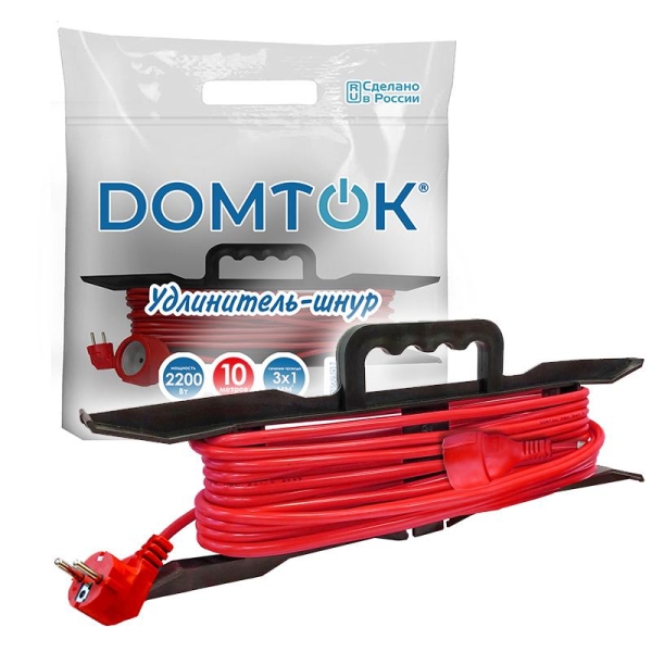 Удлинитель-шнур на рамке 1х10м с заземл. 10А IP20 2.2кВт ПВС 3х1 DOMTOK 2478 Удлинитель-шнур на рамке 1х10м с заземл. 10А IP20 2.2кВт ПВС 3х1 DOMTOK 2478