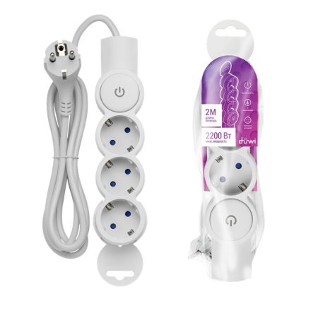 Удлинитель 3х2м с заземл. 10А IP20 ПВС 3х0.75 с выкл. защ. шторки REV 32007 6