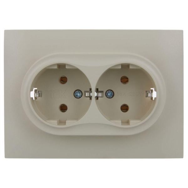 Розетка 2-м SKANDY 16А с заземл. без защ. шторок в сборе SK-R08B беж. IEK SK-R21-16-K10-F