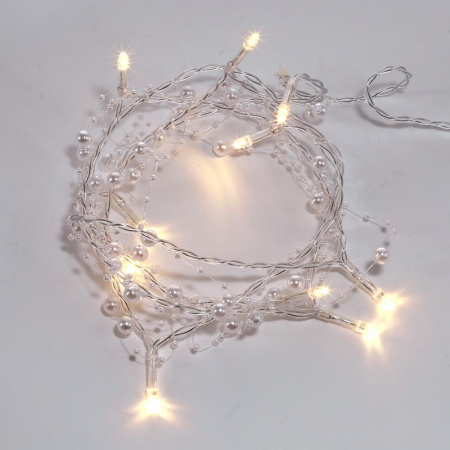 Гирлянда светодиодная "Жемчужинки" 1.5м 10LED тепл. бел. 0.1Вт IP20 провод прозр. ПВХ элементы питания 2хAA (не в компл.) Neon-Night 303-097