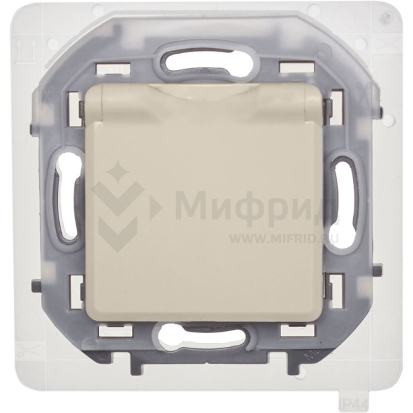 Розетка 1-м СП Inspiria 16А IP44 250В 2P+E защ. шторки с крышкой немецк. стандарт механизм сл. кость IEK 673741