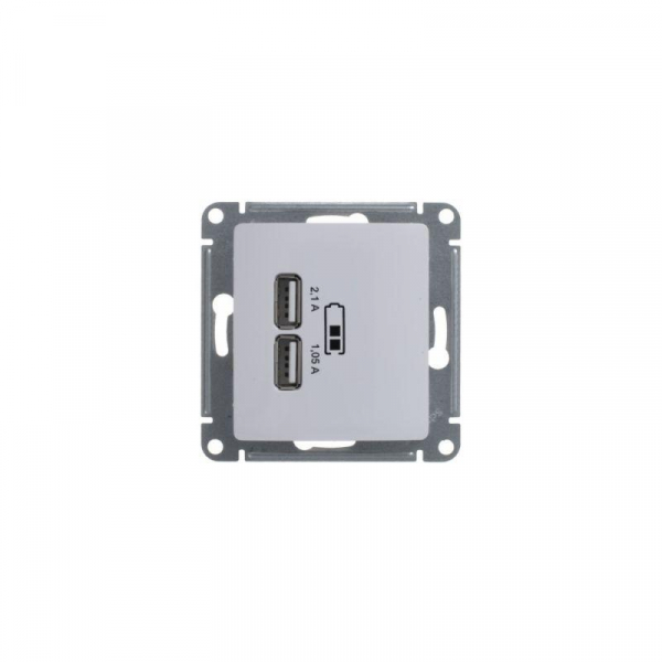 Розетка USB 2-м СП Glossa тип A+A 5В/2.1А 2х5В/1.05А механизм бел. SE GSL000133