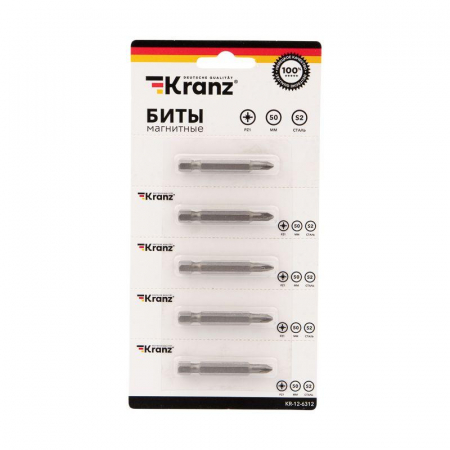 Бита PZ1x50мм для шуруповерта сталь S2 (уп.5шт) (лента) Kranz KR-12-6312 Бита PZ1x50мм для шуруповерта сталь S2 (уп.5шт) (лента) Kranz KR-12-6312