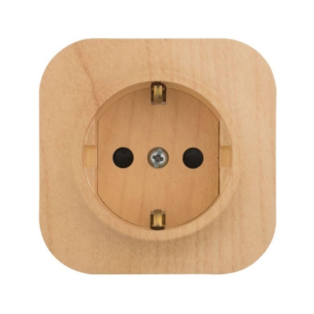 Розетка 1-м ОП Quteo 16А IP20 250В 2P+E с заземл. защ. шторки дерево IEK 782280