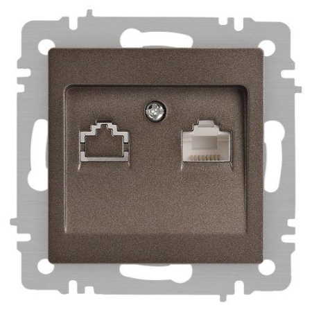 Розетка компьютерная 1-м СП Accent 6-303-08 RJ45 IP20 бронза Intro Б0063639