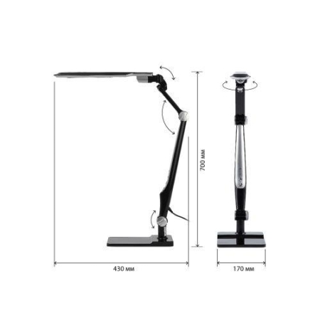 Светильник светодиодный NLED-497-12W-BK настол. на струбцине и с основанием черн. Эра Б0052771