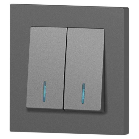 Выключатель 2-кл. СП Accent 6-105-07 10А IP20 250В с подсветкой AL/CU графит Intro Б0063521