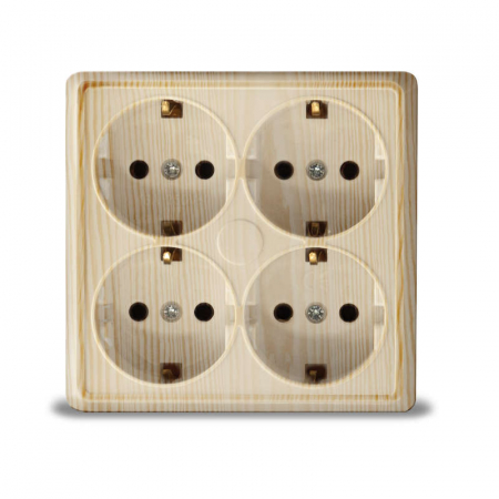 Розетка 4-м ОП Олимп с заземл. квадрат сосна UNIVersal 1177 Розетка 4-м ОП Олимп с заземл. квадрат сосна UNIVersal 1177
