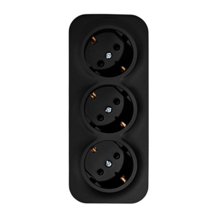 Розетка 3-м ОП Quteo 16А IP20 250В 3х2P+E с заземл. защ. шторки черн. матов. IEK 782473