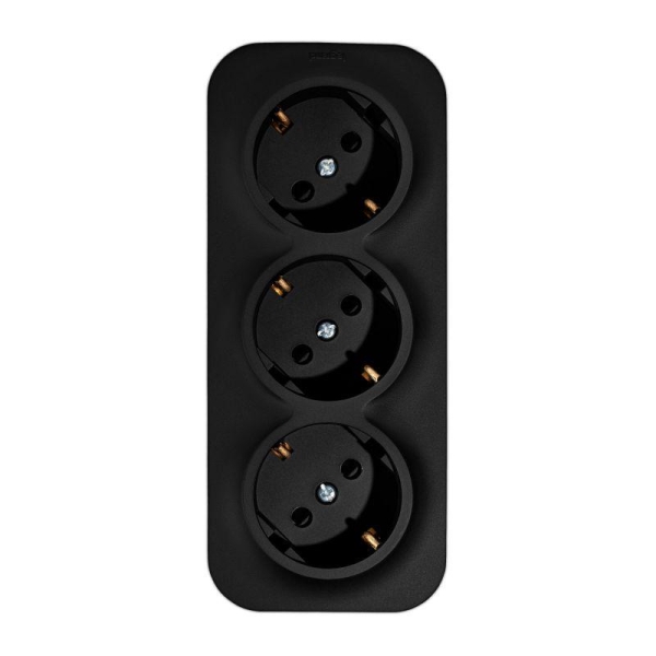 Розетка 3-м ОП Quteo 16А IP20 250В 3х2P+E с заземл. защ. шторки черн. матов. IEK 782473