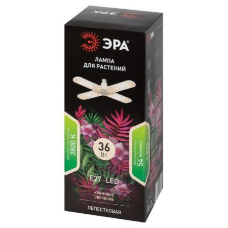 Лампа светодиодная FITO-36W-Rа90-E27-FOLD 36Вт Е27 4-лепестковая для растений полноспектральная Эра Б0061430 Лампа светодиодная FITO-36W-Rа90-E27-FOLD 36Вт Е27 4-лепестковая для растений полноспектральная Эра Б0061430