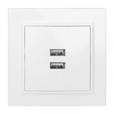 Розетка USB 2-м СП Минск 2.1А бел. EKF ERR-2USB-100 Розетка USB 2-м СП Минск 2.1А бел. EKF ERR-2USB-100