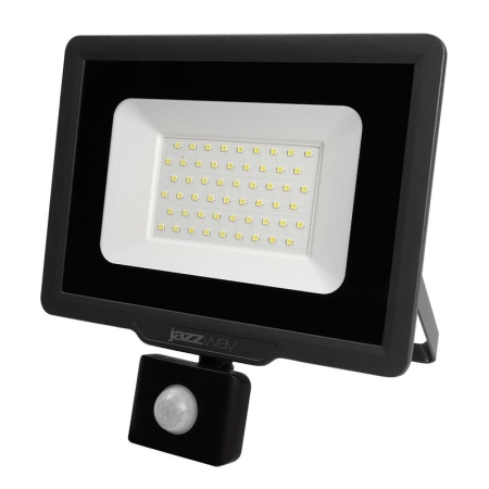Прожектор светодиодный PFL-C3 SENSOR 50Вт 6500К IP65 ДО закален. прозр. стекло датчик движения инфракрасный Pro JazzWay 5026940A