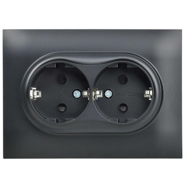 Розетка 2-м SKANDY 16А с заземл. защ. шторки в сборе SK-R07Bl черн. IEK SK-R24-16-K02-F