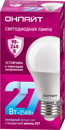 Лампа светодиодная 90 408 OLL-A60-27-230-6.5K-E27 (PRO 90-240В) ОНЛАЙТ 90408 Лампа светодиодная 90 408 OLL-A60-27-230-6.5K-E27 (PRO 90-240В) ОНЛАЙТ 90408