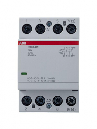 Контактор ESB63-40N-06 модульный (63А АС-1 4НО) катушка 230В AC/DC ABB 1SAE351111R0640 Контактор ESB63-40N-06 модульный (63А АС-1 4НО) катушка 230В AC/DC ABB 1SAE351111R0640