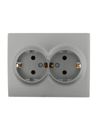 Розетка 2-м СП Karina с заземл. термопласт матов. серебр. LEZARD 707-4300-127B Розетка 2-м СП Karina с заземл. термопласт матов. серебр. LEZARD 707-4300-127B