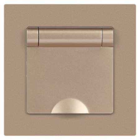 Розетка 1-м СП Accent 6-203-04 16А IP20 250В 2P+E Schuko с крышкой шампань Intro Б0063738 Розетка 1-м СП Accent 6-203-04 16А IP20 250В 2P+E Schuko с крышкой шампань Intro Б0063738