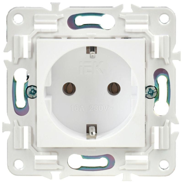 Розетка SKANDY 16А с заземл. без защ. шторок SK-R05W арктич. бел. IEK SK-R11-16-K01