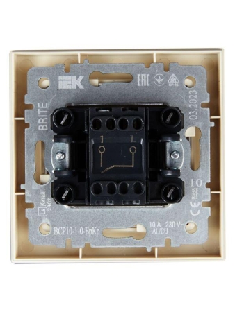 Выключатель 1-кл. СП BRITE ВСР10-1-0-БрКр 10А в сборе беж. IEK BR-V10-0-10-K10-F