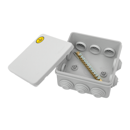 Коробка уравнивания потенциалов КУП-030-014 100х100х50 IP55 с крышкой наружн. для прямого монтажа 10 мембр. вводов сер. EKF plc-kmr-030-014-g