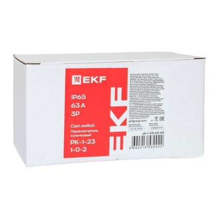Переключатель кулачковый ПК-1-23 3п 63А "1-0-2" IP65 EKF pk-1-23-63-65 Переключатель кулачковый ПК-1-23 3п 63А "1-0-2" IP65 EKF pk-1-23-63-65