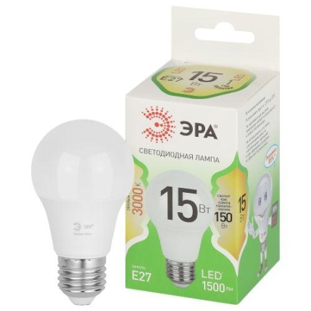Лампа светодиодная GREEN LINE A60-15W-830-E27 GL 15Вт груша 3000К свет тепл. E27 Эра Б0067112 Лампа светодиодная GREEN LINE A60-15W-830-E27 GL 15Вт груша 3000К свет тепл. E27 Эра Б0067112