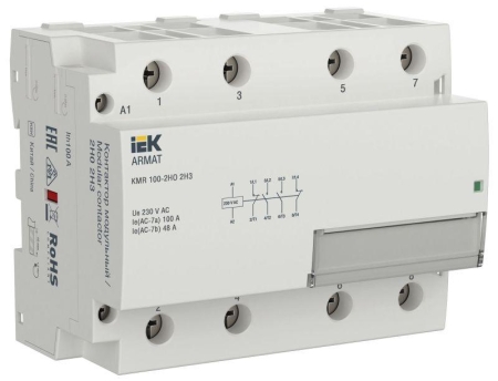 Контактор модульный KMR 100А 230В AC 2НО 2НЗ ARMAT IEK AR-KMR10-100-22-230 Контактор модульный KMR 100А 230В AC 2НО 2НЗ ARMAT IEK AR-KMR10-100-22-230