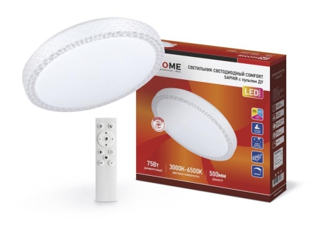 Светильник светодиодный COMFORT SAPHIR 75Вт 3000-6500К 6000лм 230В 500х100мм с пультом ДУ IN HOME 4690612035123