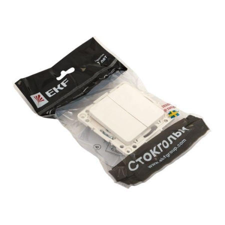 Переключатель проходной 2-кл. Стокгольм 10А винтов. клеммы механизм бел. PROxima EKF EYV10-027-20