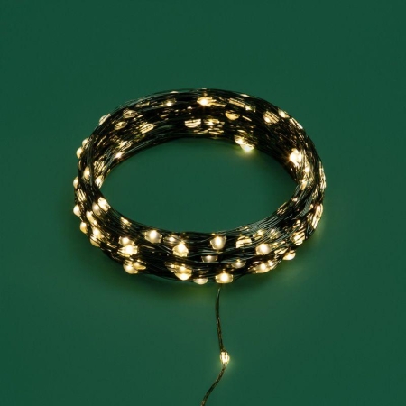 Гирлянда светодиодная "Роса" 20м 200LED тепл. бел. IP20 с контроллером провод зел. Neon-Night 303-266