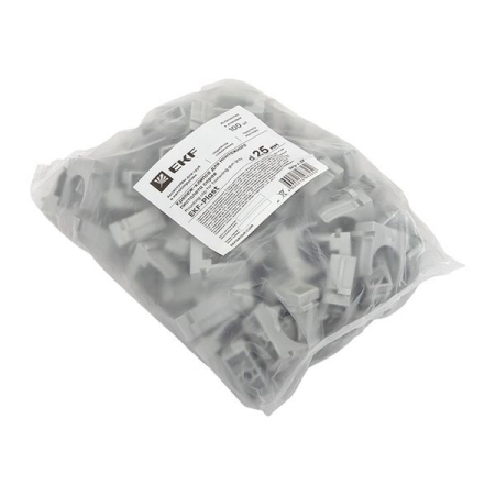 Держатель для труб (клипса) d25мм для монтажн. пистолета сер. (уп.100шт) Plast EKF derjp-z-25