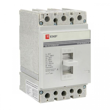 Выключатель автоматический 3п 250/63А 35кА ВА-99 PROxima EKF mccb99-250-63 Выключатель автоматический 3п 250/63А 35кА ВА-99 PROxima EKF mccb99-250-63
