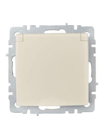 Розетка BRITE РСбш10-3-БрКр 16А IP20 с заземл. защ. шторки с крышкой механизм беж. IEK BR-R16-16-K10