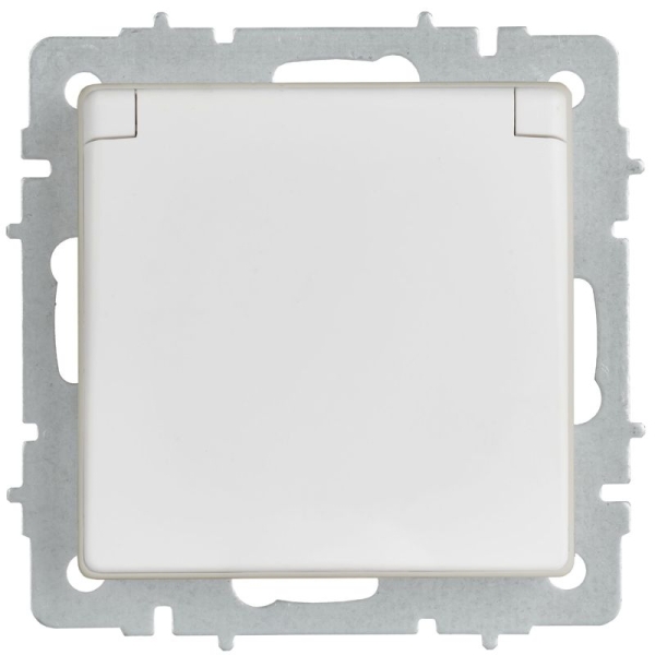 Розетка BRITE РСбш10-3-44-БрАБ 16А IP44 с заземл. защ. шторки с крышкой механизм арктич. бел. IEK BR-R16-16-44-K91