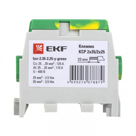 Клемма распределительная КСР с двойным винтом 2х35/2х25 желт./зел. PROxima EKF ksr-2.35-2.25-y-green Клемма распределительная КСР с двойным винтом 2х35/2х25 желт./зел. PROxima EKF ksr-2.35-2.25-y-green