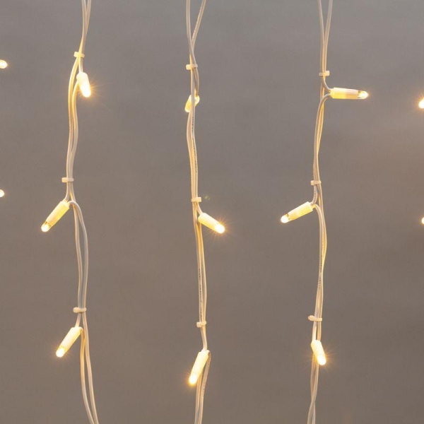 Гирлянда светодиодная "Айсикл" (бахрома) 5х0.7м 152LED тепл. бел. 12Вт IP67 провод бел. каучук (нужен шнур питания 315-001) Neon-Night 255-376