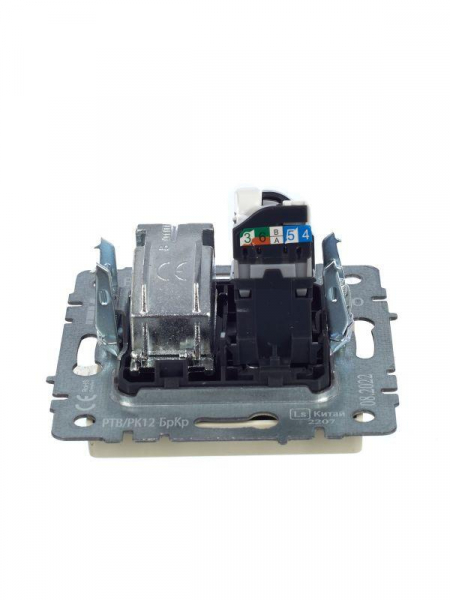 Розетка компьютерная + телевизионная 2-м Brite РТВ/РК12-БрКр RJ45 кат.5E + TV механизм беж. IEK BR-AK20-1-K10 Розетка компьютерная + телевизионная 2-м Brite РТВ/РК12-БрКр RJ45 кат.5E + TV механизм беж. IEK BR-AK20-1-K10